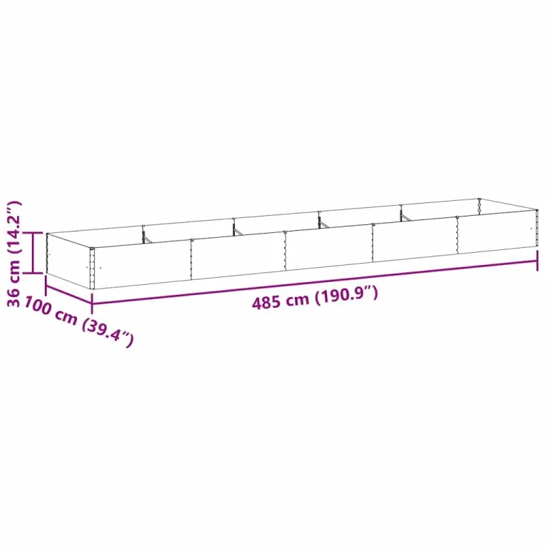 vidaXL Hochbeet Hellbraun 485 x 100 x 36 cm Verzinkter Stahl, Garten- und Terrassen-Pflanzkasten, robuster Stahl-Hochbeet, Coole Gartenlösung für Zuhause, Stadtgärten – Bild 3