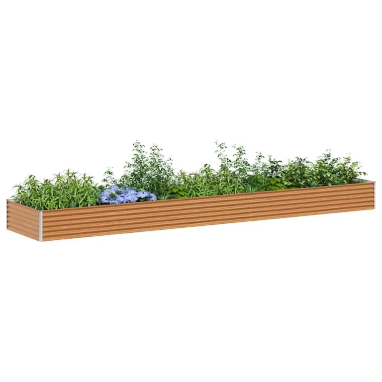 vidaXL Hochbeet Hellbraun 485 x 100 x 36 cm Verzinkter Stahl, Garten- und Terrassen-Pflanzkasten, robuster Stahl-Hochbeet, Coole Gartenlösung für Zuhause, Stadtgärten – Bild 1
