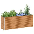 vidaXL Hochbeet Hellbraun 485 x 100 x 36 cm Verzinkter Stahl, Garten- und Terrassen-Pflanzkasten, robuster Stahl-Hochbeet, Coole Gartenlösung für Zuhause, Stadtgärten - Thumbnail 10