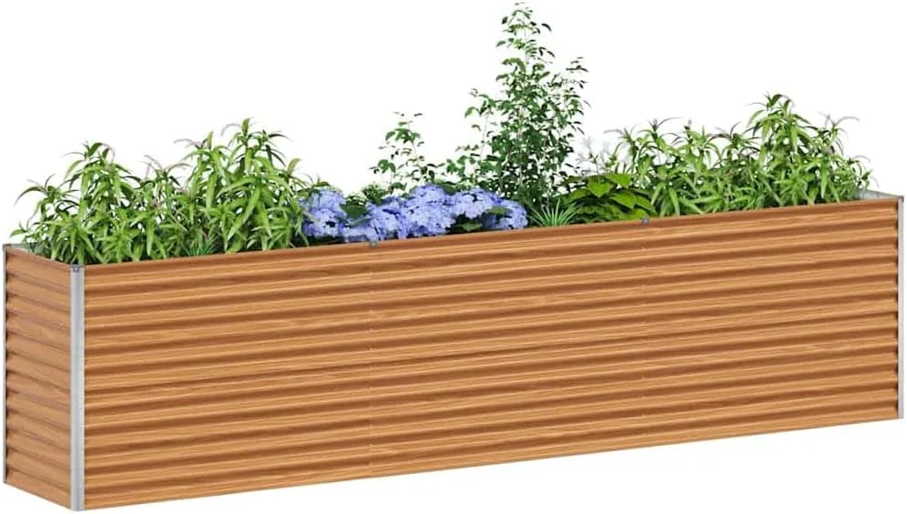 vidaXL Hochbeet Hellbraun 290 x 50 x 68 cm Verzinkter Stahl, Garten & Terrasse, Industriedesign Blumenkasten, Hochbeet für Urban, Moderne Gartenlösungen, robust gebaut - Bild 1