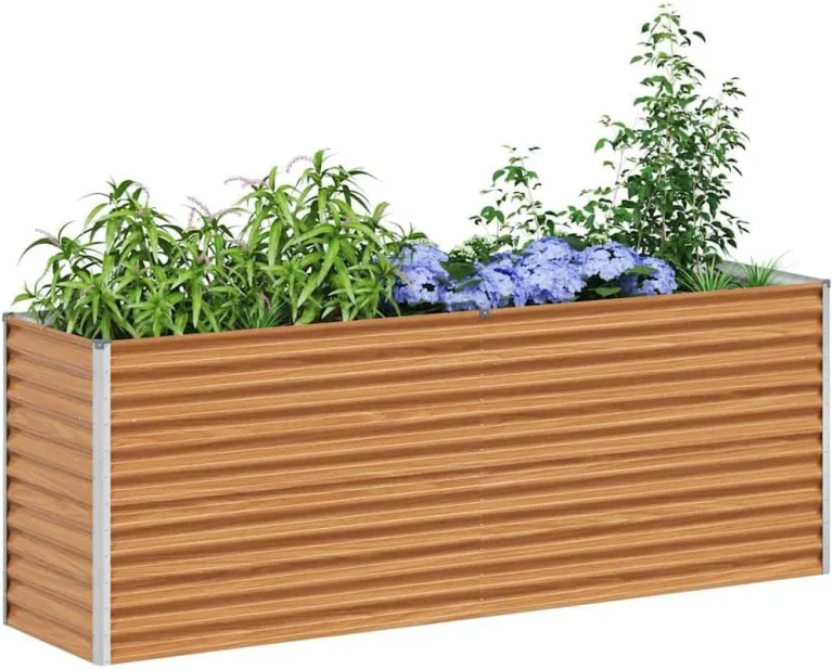 vidaXL Hochbeet Hellbraun 195 x 50 x 68 cm Verzinkter Stahl, Garten & Terrasse, Industriedesign Blumenkasten, Hochbeet für Urban, Moderne Gartenlösungen, robust gebaut – Bild 1