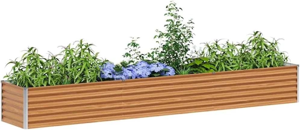 vidaXL Hochbeet Hellbraun 290 x 50 x 36 cm Verzinkter Stahl, Garten & Terrasse, Industriedesign Blumenkasten, Hochbeet für Urban, Moderne Gartenlösungen, robust gebaut - Bild 1