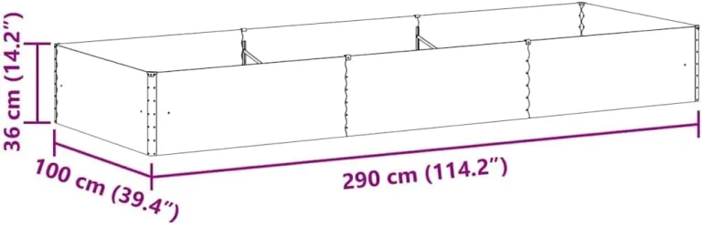 vidaXL Hochbeet Hellbraun 290 x 100 x 36 cm Verzinkter Stahl, Garten & Terrasse, Industriedesign Blumenkasten, Hochbeet für Urban, Moderne Gartenlösungen, robust gebaut – Bild 4