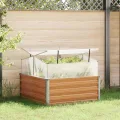 vidaXL Gartenpflanzer mit Gewächshaus Hellbraun 100 x 100 x 77 cm, Garten- und Terrassen-Planter, robuster Stahl, rechteckig, wetterfestes Industrie-Behälter - Thumbnail 2