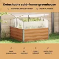vidaXL Gartenpflanzer mit Gewächshaus Hellbraun 100 x 100 x 77 cm, Garten- und Terrassen-Planter, robuster Stahl, rechteckig, wetterfestes Industrie-Behälter - Thumbnail 4