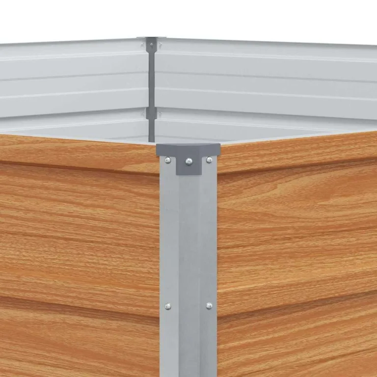 vidaXL Hochbeet im Garten Holzoptik 129 x 129 x 45 cm Verzinkter Stahl, Sechseckiger Hochbeet-Kübel, robuster Metallgarten-Container, verzinkte Terrasse für städtisches Gärtnern, modernes Design – Bild 8