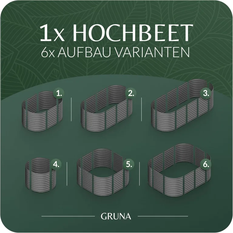 GRUNA - Hochbeet Metall 200x60x75 cm I 6 in 1 Modular Hochbeete-Kit I 100% Rostfrei I Formstabil Dank Verstrebung I Hochbeete für Garten I Hochbeet Anthrazit (200x60x75) – Bild 5