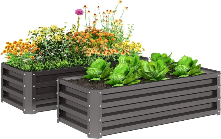 Outsunny 2er-Set Hochbeet Blumenhochbeet witterungsbeständig, Pflanzbeet Frühbeet Gartenbeet Pflanzkübel Pflanzkasten aus Verzinkter Stahl, Blumenkasten für Terrasse & Garten, 110 x 50 x 30 cm – Bild 1