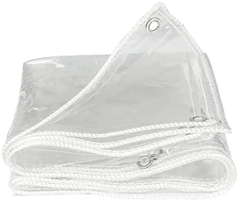 Transparente Plane, strapazierfähig, 13,7 Mil, wasserdicht, 10 x 13 Fuß, transparente Planen mit Ösen, Mehrzweck-Polyester für mittlere Beanspruchung, Allwetter-Plane, Gewächshaus-Kunststoff - Bild 1
