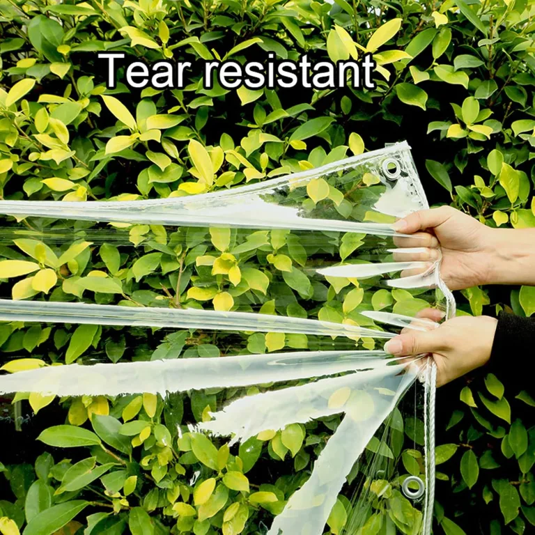 Transparente Plane, strapazierfähig, 13,7 Mil, wasserdicht, 10 x 13 Fuß, transparente Planen mit Ösen, Mehrzweck-Polyester für mittlere Beanspruchung, Allwetter-Plane, Gewächshaus-Kunststoff – Bild 5