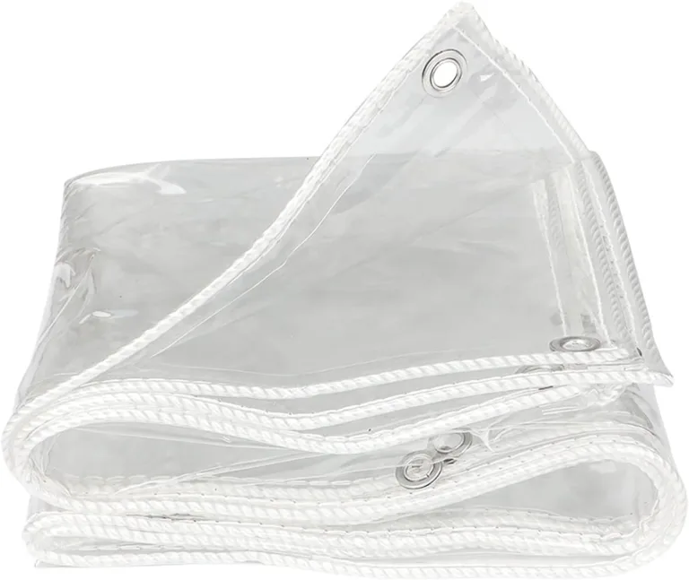 Transparente Plane, strapazierfähig, 13,7 Mil, wasserdicht, 10 x 13 Fuß, transparente Planen mit Ösen, Mehrzweck-Polyester für mittlere Beanspruchung, Allwetter-Plane, Gewächshaus-Kunststoff – Bild 6
