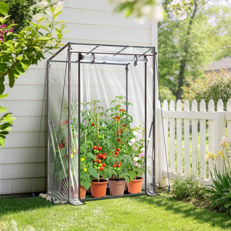 Ohuhu Gewächshaus klein Premium Foliengewächshaus Tomatengewächshaus für Balkon, Tomatenhaus Treibhaus Gewächshaus Balkon überwinterungszelt für Pflanzen, Stabil Winterfest PVC 100x50x152 cm – Bild 2