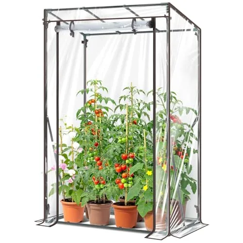 Ohuhu Gewächshaus klein Premium Foliengewächshaus Tomatengewächshaus für Balkon, Tomatenhaus Treibhaus Gewächshaus Balkon überwinterungszelt für Pflanzen, Stabil Winterfest PVC 100x50x152 cm – Bild 10