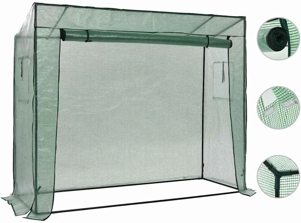 Gewächshaus, Begehbares Tomatenhaus, Pflanzenhaus mit Rolltür für Balkon, Terrasse, Garten, Hinterhof, Wetterbeständig, 200x80x173 cm Grün Polyethylen