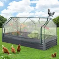 Hochbeet Metall mit Vogelschutznetz, Robuster Pflanzkasten Blumenkasten Kit Wetterfester Pflanzkasten aus Verzinktem Stahl, Vielseitig für Gemüse, Blumen & Kräuter, Einfache Montage - Thumbnail 1
