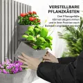 Outsunny Hochbeet Massivholz, Pflanzbeet Frühbeet Gartenbeet mit verstellbarem Blumenkasten, Wand, Pflanzkasten Pflanzkübel 60x16x80cm für Terrasse, Balkon, Gartenspalier für Blumen Pflanzen Grau - Thumbnail 4