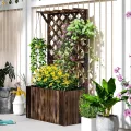 Outsunny Hochbeet Pflanzkasten mit Rankgitter Dach Spalier Pflanzkübel Blumenkasten Holz, Gartenspalier 64 x 33 x 122cm für Garten Balkon Terrasse, Blumenkübel für Kletterpflanzen Korbpflanzen, Blumen - Thumbnail 7