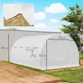 Outsunny Gewächshausfolie 3 x 4 m, wasserdicht Polyethylenfolie mit Rolltür, 8 Fenster, UV Schutz, Reißfest Gartenfolie Abdeckplane für Folientunnel Gartenarbeit, Tunnelfolie für Außenbereich Grün - Thumbnail 7