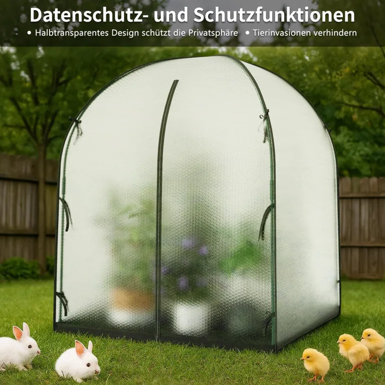 SUNYRISY Gewächshaus Tomatengewächshaus Foliengewächshaus für Balkon Outdoor, 3-lagige Blasenfilm Winterfest, UV-Beständig, mit Wasserdicht Bodenmatte, 150 x 150 x 190 cm – Bild 7