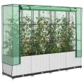 Hochbeet mit Gewächshaus Rattanoptik 160x40x138 cm PP-Eisen für Balkon Garten Terrasse Kräuter Gemüse platzsparend - Thumbnail 1