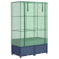 Hochbeet mit Gewächshausaufsatz 80x40x138 cm Rattan-Optik, Stabiler Eisenrahmen, wasserfestes PE-Frühbeet, BelüftungsreiÃŸverschlüsse, platzsparend für Garten Balkon und Terrasse - Thumbnail 2