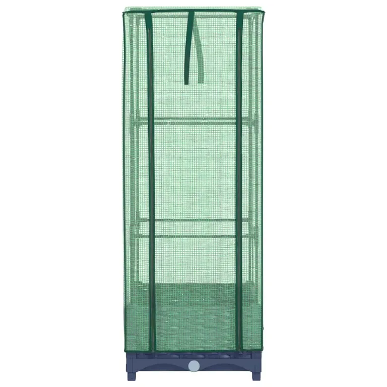 Hochbeet mit Gewächshaus-Aufsatz Rattan-Optik 40x40x123 cm aus Eisen und PP Robustes Blaugraues Gartenbeet mit ReiÃŸverschluss-Belüftung für Balkon Terrasse und kleine Flächen – Bild 4