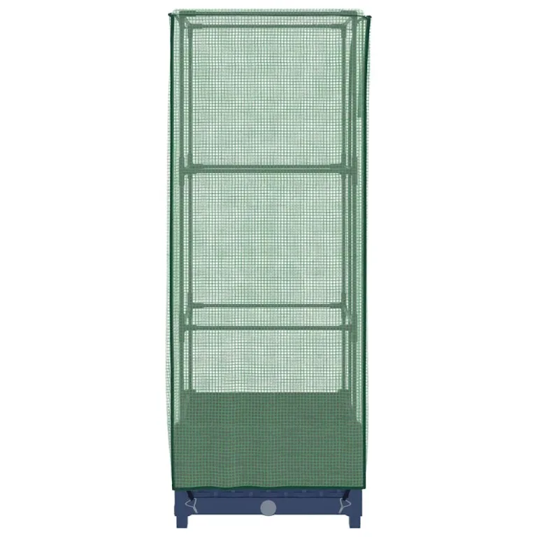 Hochbeet mit Gewächshaus-Aufsatz Rattan-Optik 40x40x123 cm aus Eisen und PP Robustes Blaugraues Gartenbeet mit ReiÃŸverschluss-Belüftung für Balkon Terrasse und kleine Flächen – Bild 5