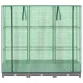 Hochbeet mit Gewächshausaufsatz 120x40x123 cm, PP mit Eisenrahmen, Rattan-Optik hellgrau, wetterfest für Balkon, Terrasse, Garten - Thumbnail 4