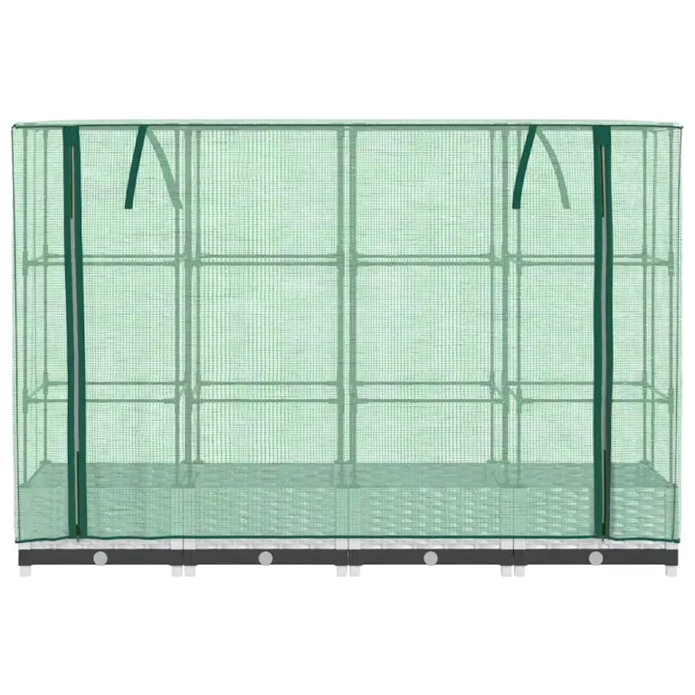 Hochbeet 160x40x123 cm weiÃŸ mit Gewächshaus Frühbeetaufsatz Rattanoptik aus robustem Polypropylen und Eisenrahmen platzsparendes Pflanzkübel für Garten Balkon Terrasse – Bild 4