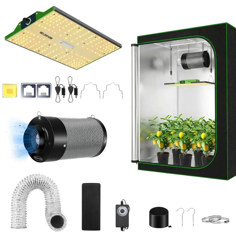 Grow Tent Complete Setup, 100W Full Spectrum LED Grow Light &48"x24"x60"Grow Tent Bundle, 10.2 cm Efficient Airflow Ventilation System with Soundproof Duct Connector – Bild 1