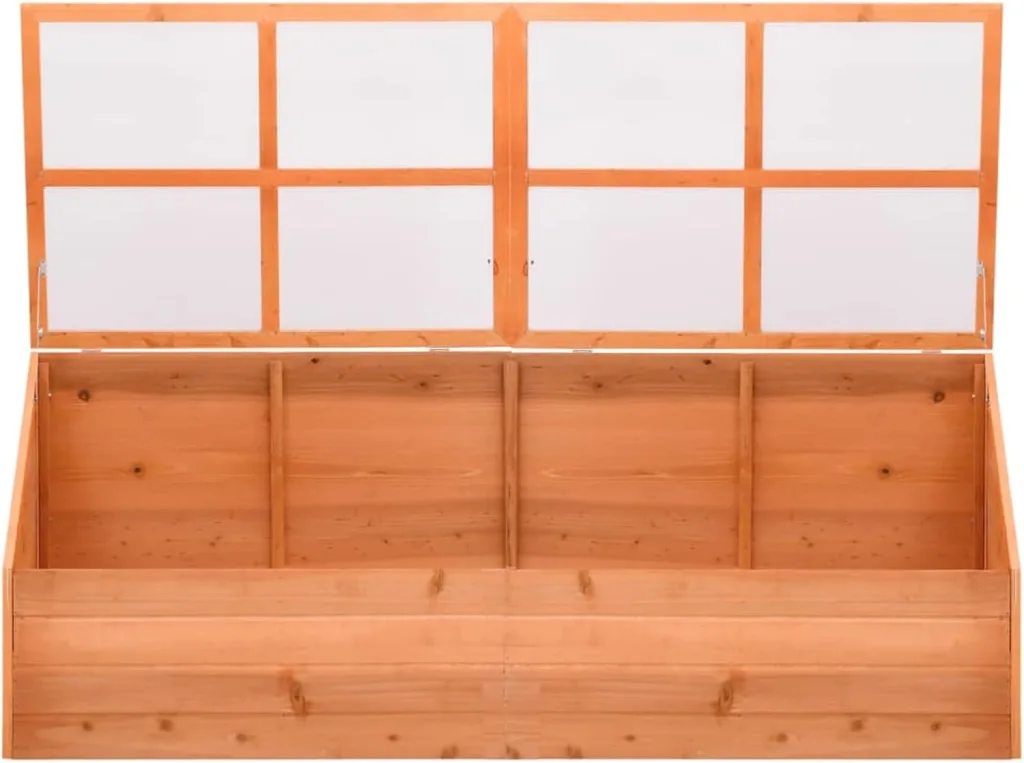 Holz-Gewächshaus mit PC-Platten | Schutz für Kräuter & Setzlinge | 180x57x62 cm | Hobby-Gartenbau Pflanzbeet 170648