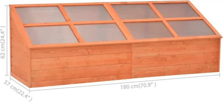 Holz-Gewächshaus mit PC-Platten | Schutz für Kräuter & Setzlinge | 180x57x62 cm | Hobby-Gartenbau Pflanzbeet 170648 – Bild 6