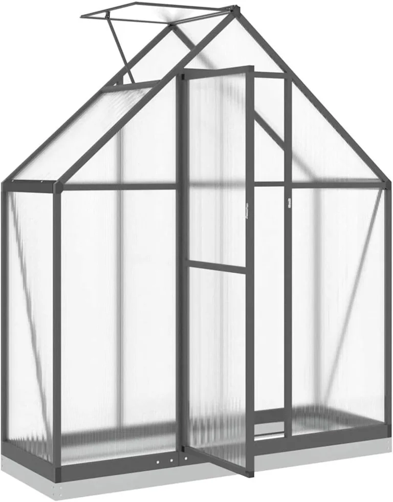 Aluminium-Gewächshaus mit Polycarbonatplatten, anthrazit/transparent, 169x58x202 cm, für Hobby-Gartenbau Pflanzhaus 4005821 – Bild 6