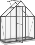 Aluminium-Gewächshaus mit Polycarbonatplatten, anthrazit/transparent, 169x58x202 cm, für Hobby-Gartenbau Pflanzhaus 4005821 - Thumbnail 6