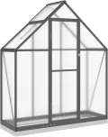 Aluminium-Gewächshaus mit Polycarbonatplatten, anthrazit/transparent, 169x58x202 cm, für Hobby-Gartenbau Pflanzhaus 4005821 - Thumbnail 3