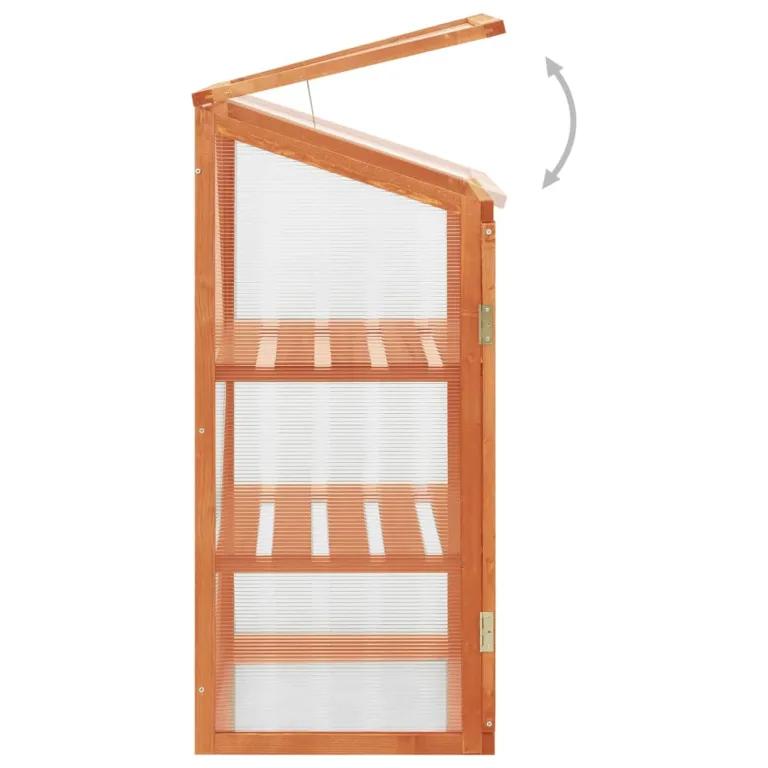Homgoday Holz-Gewächshaus 60x45x85/100 cm, stabil für Kräuter und Blumen, Schutz vor Kälte, mit Regalen, orange lackiert Pflanzhaus Model314848 – Bild 4