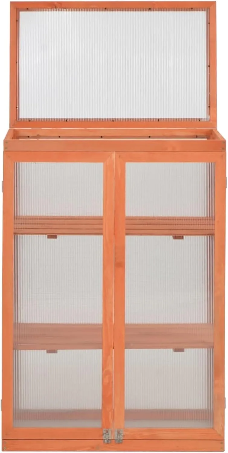Holz Gewächshaus mit 2 Regalen - Schutz für Pflanzen und Kräuter - 75x47x109 cm Pflanzhaus 170646