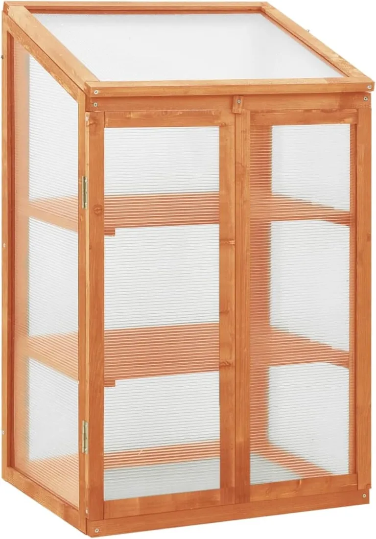 Holz-Gewächshaus 60x45x85/100 cm, stabil für Pflanzen, Gewürze & Kräuter schützen Pflanzhaus 314848 – Bild 2