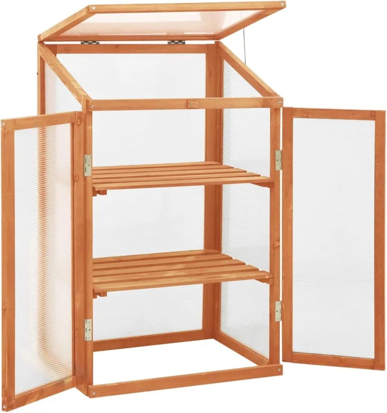 Holz-Gewächshaus 60x45x85/100 cm, stabil für Pflanzen, Gewürze & Kräuter schützen Pflanzhaus 314848 – Bild 3