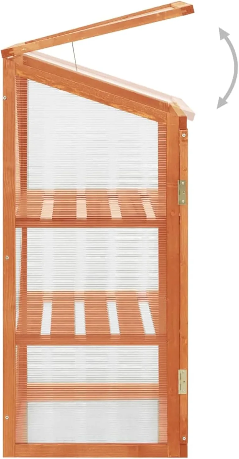 Holz-Gewächshaus 60x45x85/100 cm, stabil für Pflanzen, Gewürze & Kräuter schützen Pflanzhaus 314848 – Bild 4