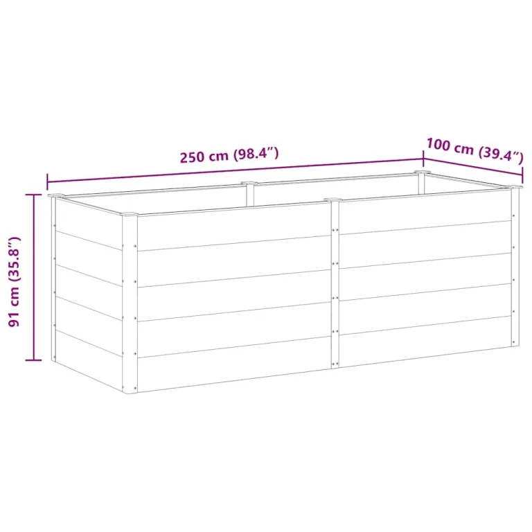 Garten Hochbeet 250 x 100 x 91 cm WPC Grau – Bild 7