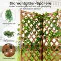 COSTWAY Blumenkasten mit Rankgitter, Pflanzkasten Eck aus Holz, Pflanzkübel mit Sichtschutz, Hochbeet mit Spalier & Drainageloch, Blumenkübel für Kletterpflanzen Garten Hof Balkon, 55x55x140 cm, Braun - Thumbnail 3