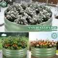 Rundes Hochbeet aus Metall, 2er Set, 60 x 60 x 30 cm, mit Pflanzvlies, Pflanzbeet für Blumen, Kräuter und Gemüse, für Balkon, Terrasse und Garten（Salbeigrün - Thumbnail 6