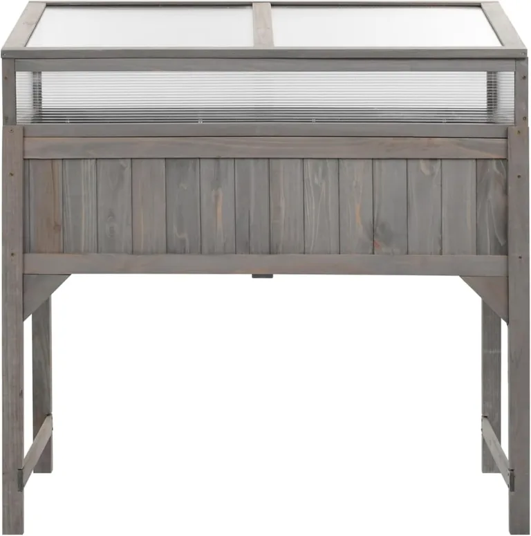 Hochbeet mit Gewächshaus | Holz | Grau | 110x54x120 cm | Garten- und Terrassenverzierung Blumenbeete, Blumenkästen Model316472 – Bild 3