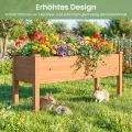 COSTWAY Hochbeet aus Holz, Pflanzbeet für Kinder, 120x43,5x51cm, Pflanztrog belastbar bis 100 kg, Blumenkübel mit Ablauflöchern, Kräuterbeet rechteckig, Anzuchtbeet Garten Terrasse Balkon, Orange - Thumbnail 6