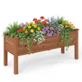 COSTWAY Hochbeet aus Holz, Pflanzbeet für Kinder, 120x43,5x51cm, Pflanztrog belastbar bis 100 kg, Blumenkübel mit Ablauflöchern, Kräuterbeet rechteckig, Anzuchtbeet Garten Terrasse Balkon, Orange - Thumbnail 10