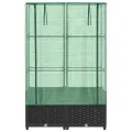 Hochbeet Gewächshaus 80x40x138 cm Schwarz Rattanoptik, Raised Garden Box mit Eisenrohr PE-Schutzplane Tomatenhaus Balkon Terrasse Garten - Thumbnail 4