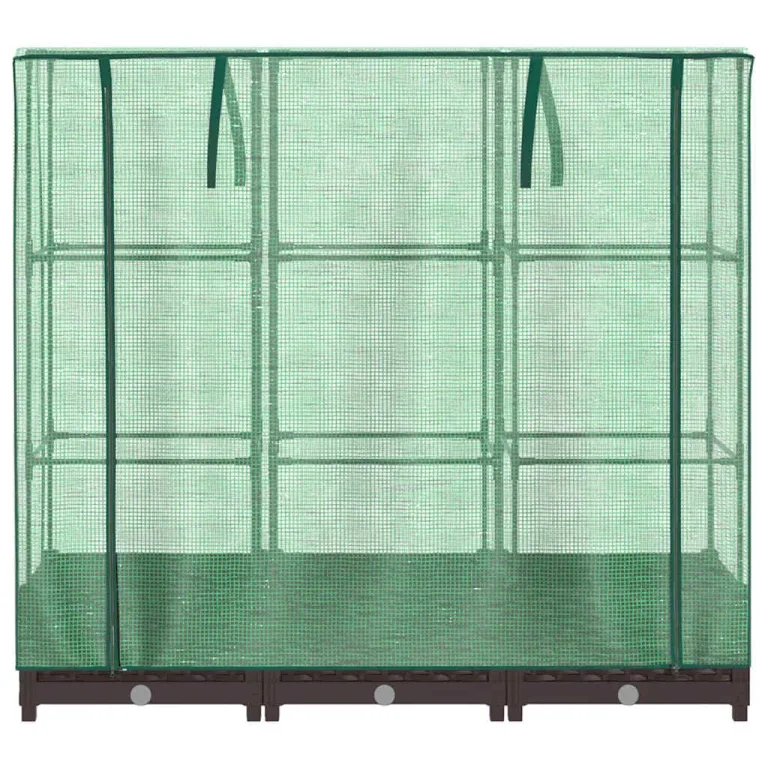 Hochbeet m. Gewächshausaufsatz 120x40x123 cm, Rattan-Optik Braun, Eisenrahmen, wetterfestes PP-Beet & PE-Haube, Belüftung, Balkon Terrasse – Bild 4