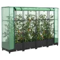 Hochbeet 160x40x123 cm Schwarz mit Gewächshausabdeckung Rattanoptik, Eisenrohrrahmen & ReiÃŸverschlussbelüftung, pflanzenfreundliches Raised Garden Bed für Garten, Terrasse und Balkon - Thumbnail 1