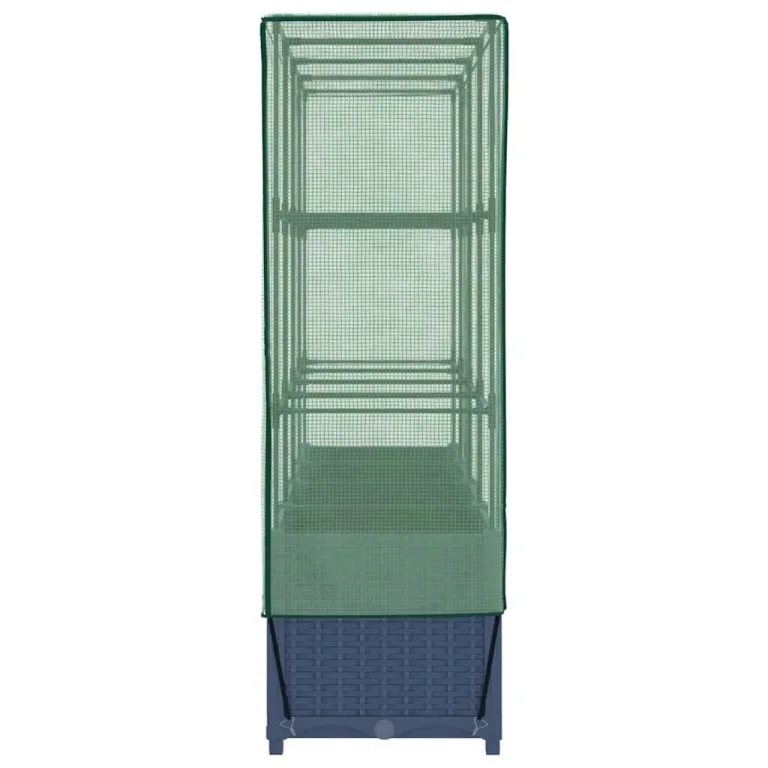 Hochbeet mit Gewächshaus 160x40x138 cm Rattanoptik, Raised Garden Bed aus PP & Eisenrohr, platzsparendes PflanzgefäÃŸ für Balkon, Terrasse und Garten, modernes Kräuter- & Blumenbeet – Bild 5